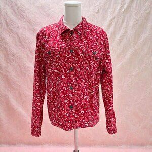 Vintage Christopher Banks Red Pink Floral Jacket Cottagecore Spring‎ Modest M